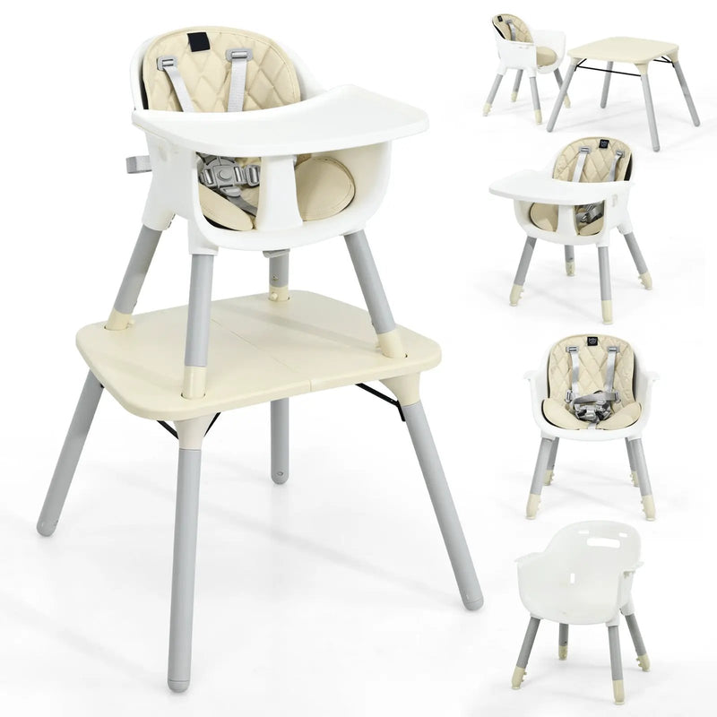 4-in-1 Baby Convertible Toddler Table Chair Set with PU Cushion by DirectDeals
