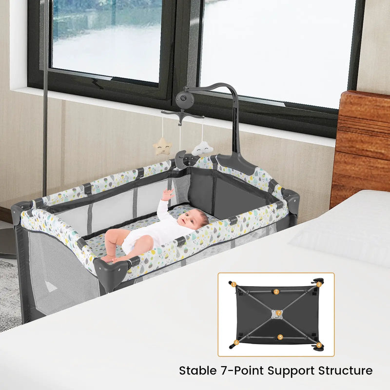 Multi-Functional Baby Playpen with Mattress and Removable Changing Table by DirectDeals