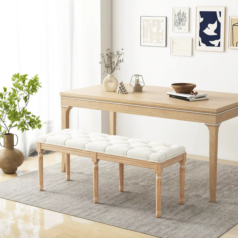 French Vintage Entryway Bench 47 Inch Upholstered Dining Bench by DirectDeals