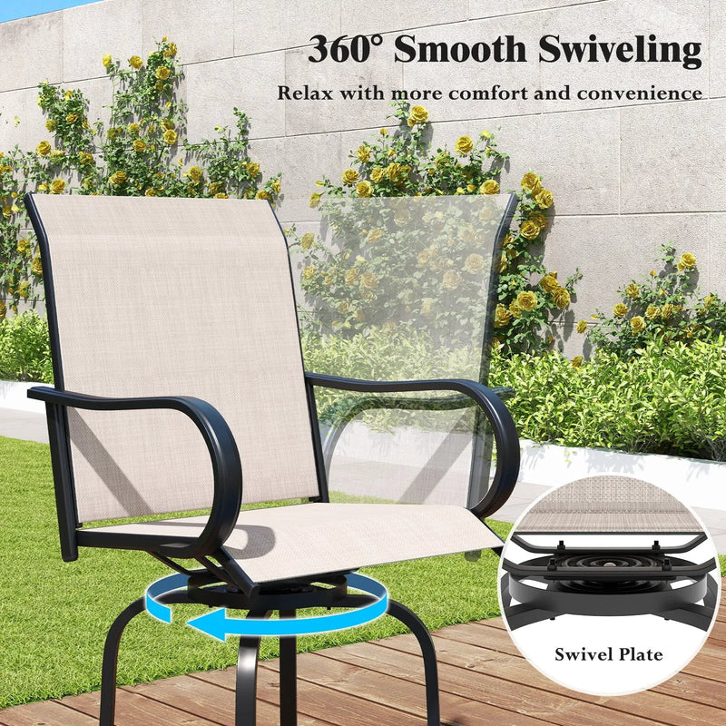 2 Pieces 360 Rotating Bar Stool Set with Armrests for Patio by DirectDeals
