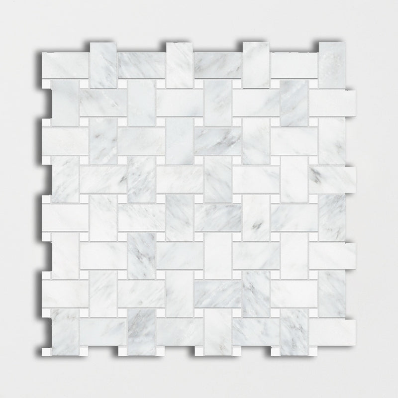 Bella White Honed Basket Weave Marble Mosaics 12x12 Marble Honed 12x12 Mosaics