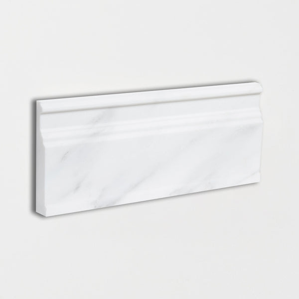 Bella White Honed Modern Base Marble Moldings 5 1/16x12