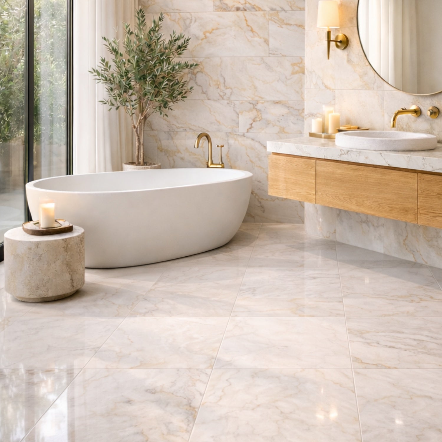 Bella White Polished Marble Tiles 18x18 Marble Polished 18x18 Tiles — 2