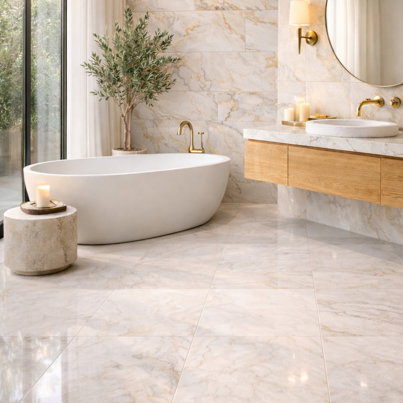 Bella White Polished Marble Tiles 18x18 Marble Polished 18x18 Tiles — 2