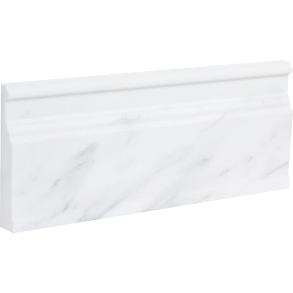 Bella White Polished Modern Base Marble Moldings 5 1/16x12