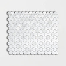 Bella White Polished Penny Round Marble Mosaics 11 1/2x11 1/2