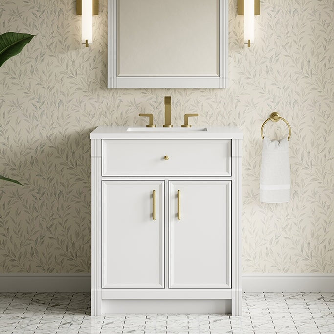 James Martin Bellshire 30" Single Bathroom Vanity, Bright White, cabinet without a countertop
