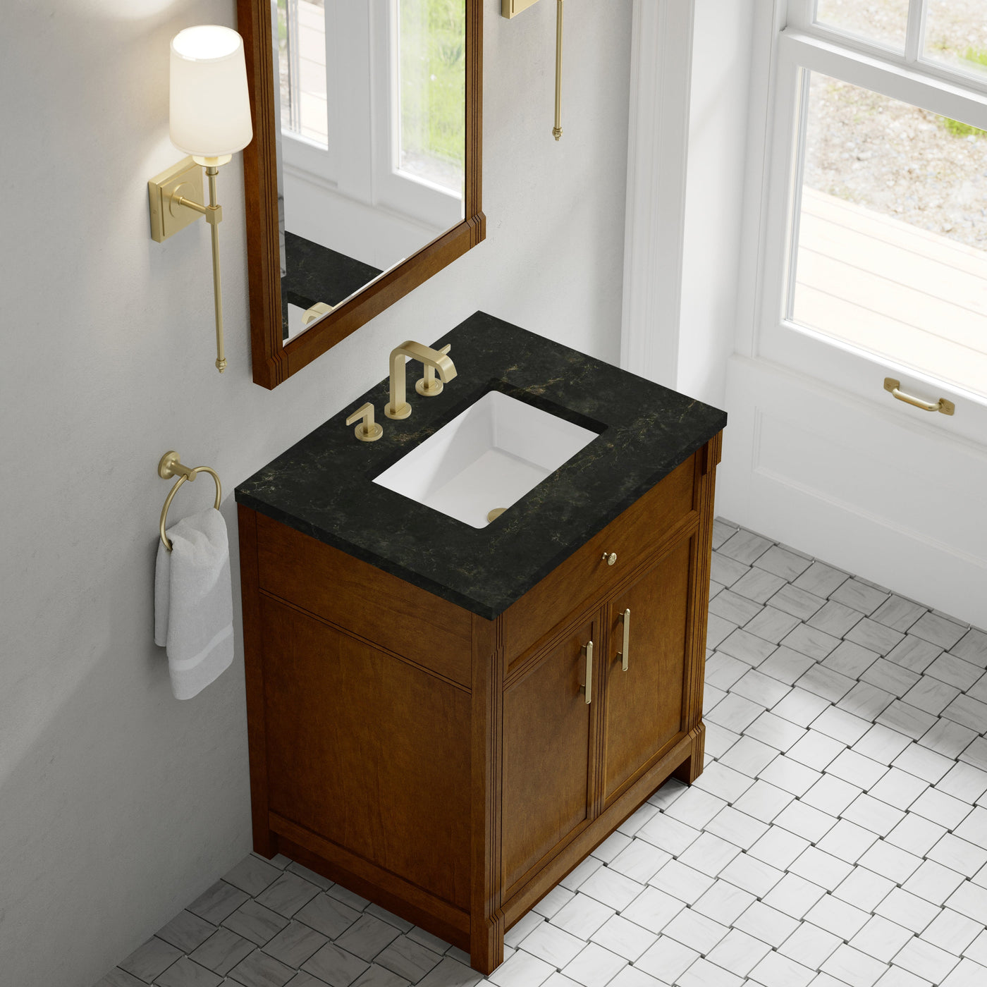 James Martin Bellshire 36" Single Bathroom Vanity, Honey Oak with Phantome countertop