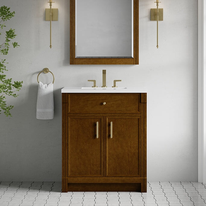 James Martin Bellshire 30" Single Bathroom Vanity, Honey Oak, cabinet without a countertop