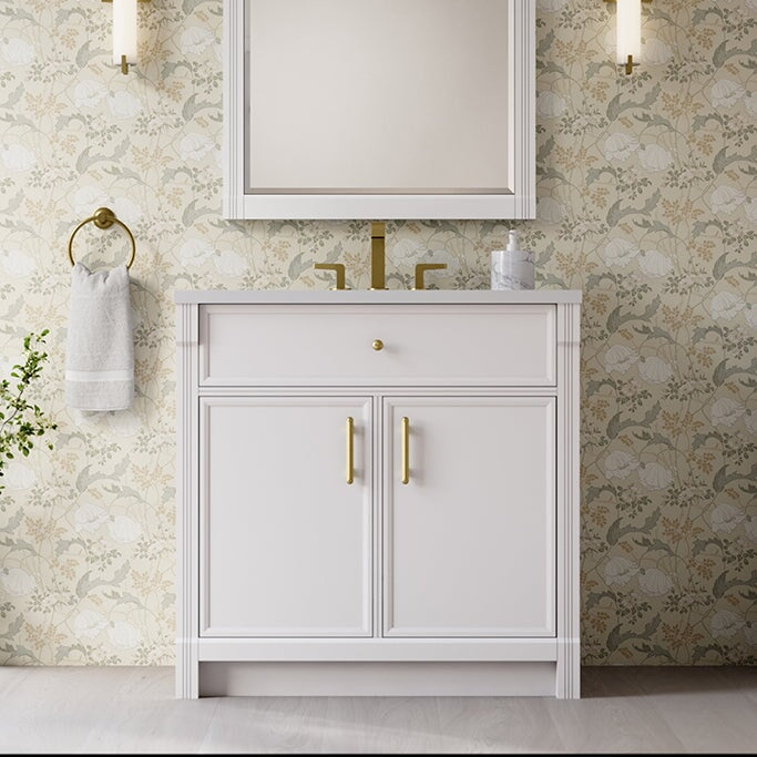 James Martin Bellshire 36" Single Bathroom Vanity, Bright White, cabinet without a countertop