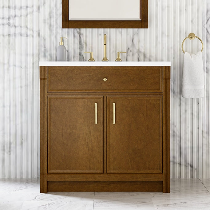 James Martin Bellshire 36" Single Bathroom Vanity, Honey Oak, cabinet without a countertop