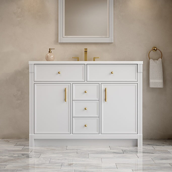 James Martin Bellshire 48" Single Bathroom Vanity, Bright White, cabinet without a countertop