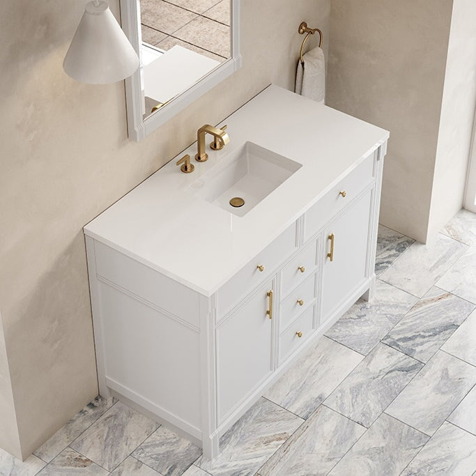 James Martin Bellshire 48" Single Bathroom Vanity, Bright White with White Zeus countertop