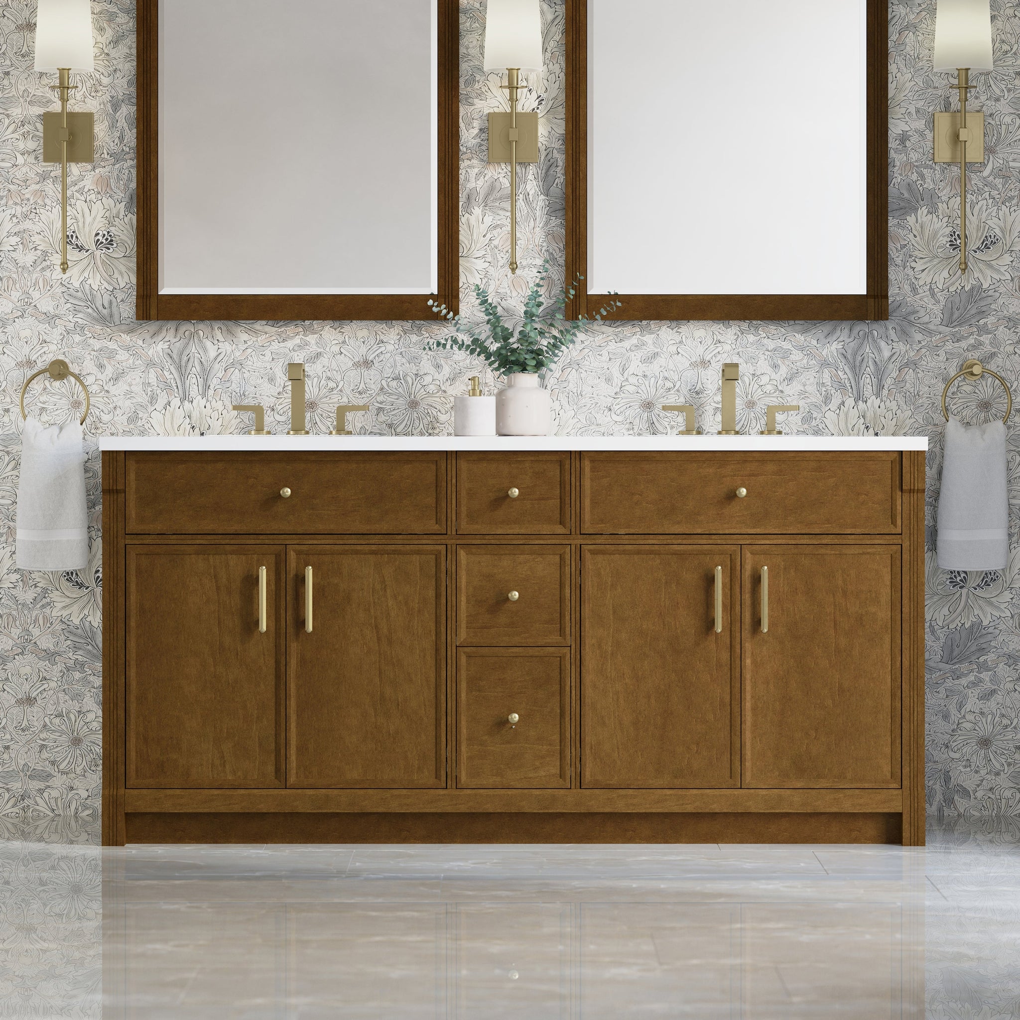 James Martin Bellshire 72" Double Bathroom Vanity, Honey Oak, cabinet without a countertop