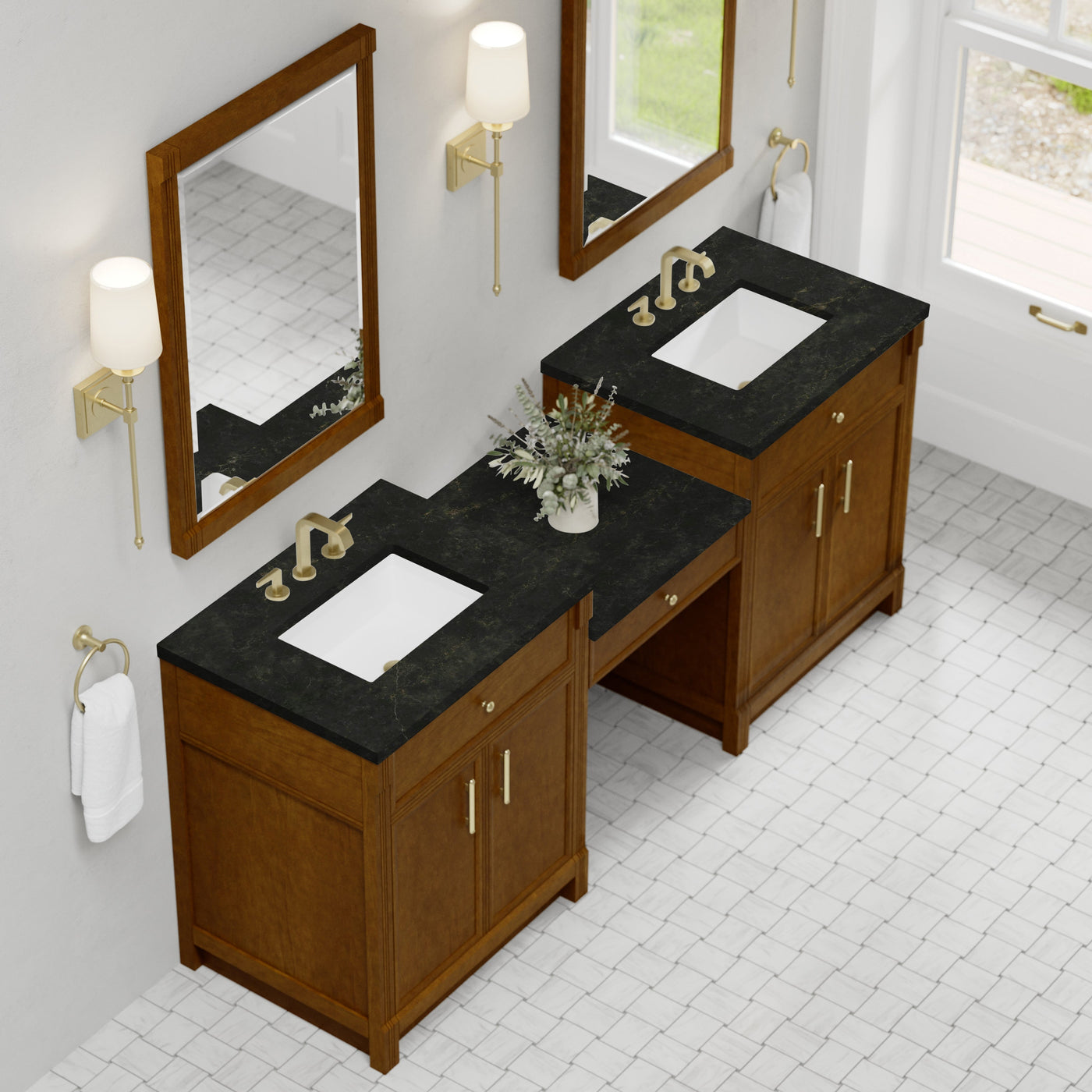 James Martin Bellshire 84" Double Bathroom Vanity, Honey Oak with Phantome countertop