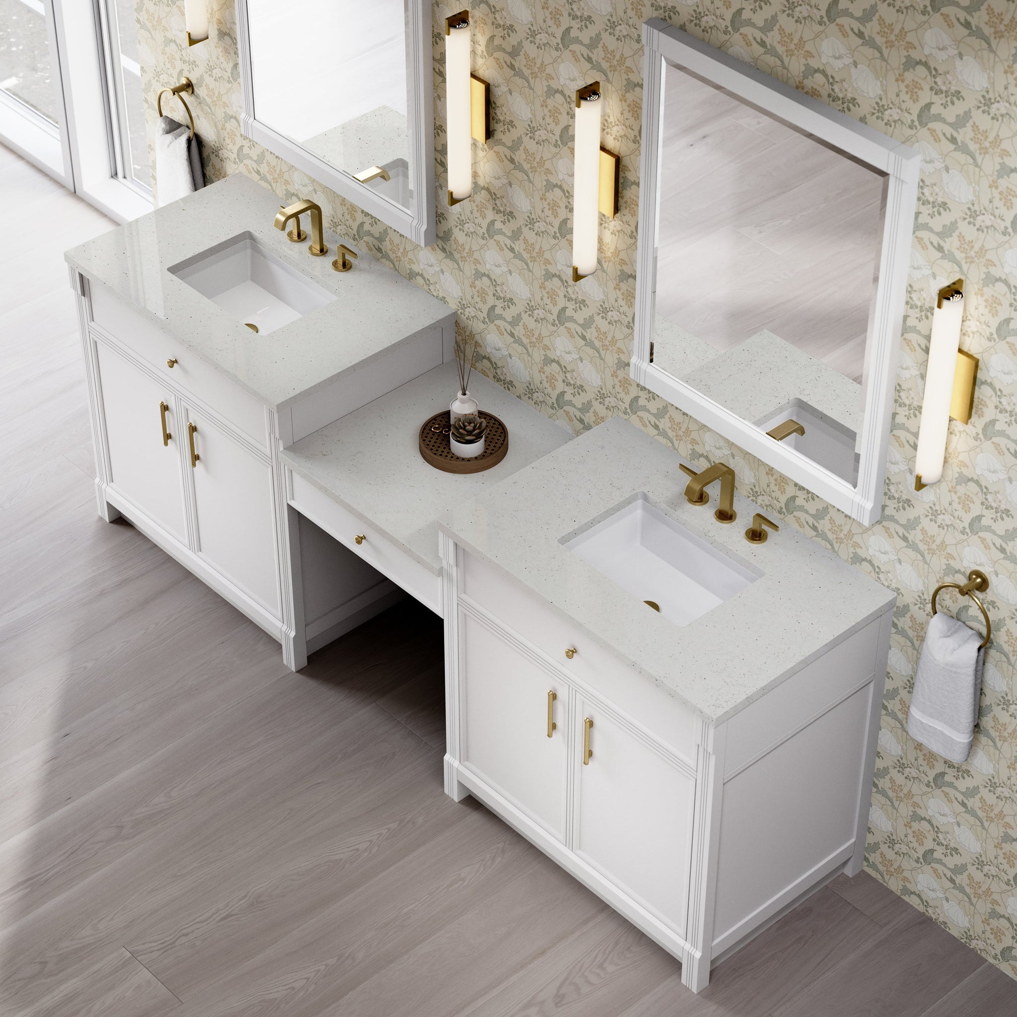 James Martin Bellshire 96" Double Bathroom Vanity, Bright White with Lime Delight countertop