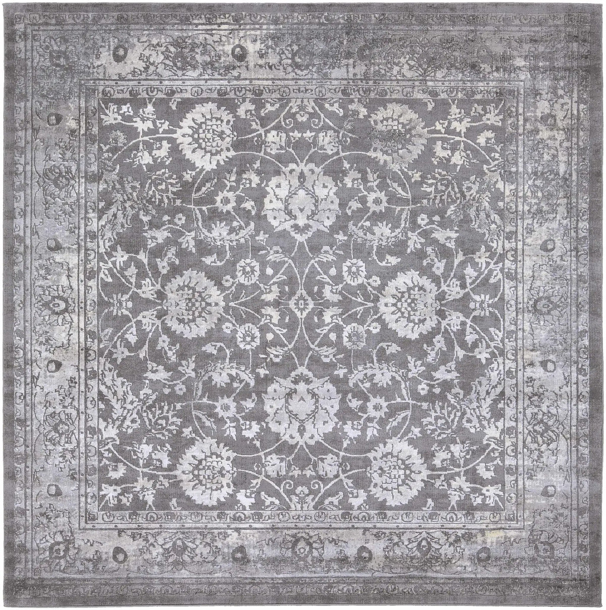 Benavides Gray Updated Traditional Tibetan Rug, photo 3 of 18