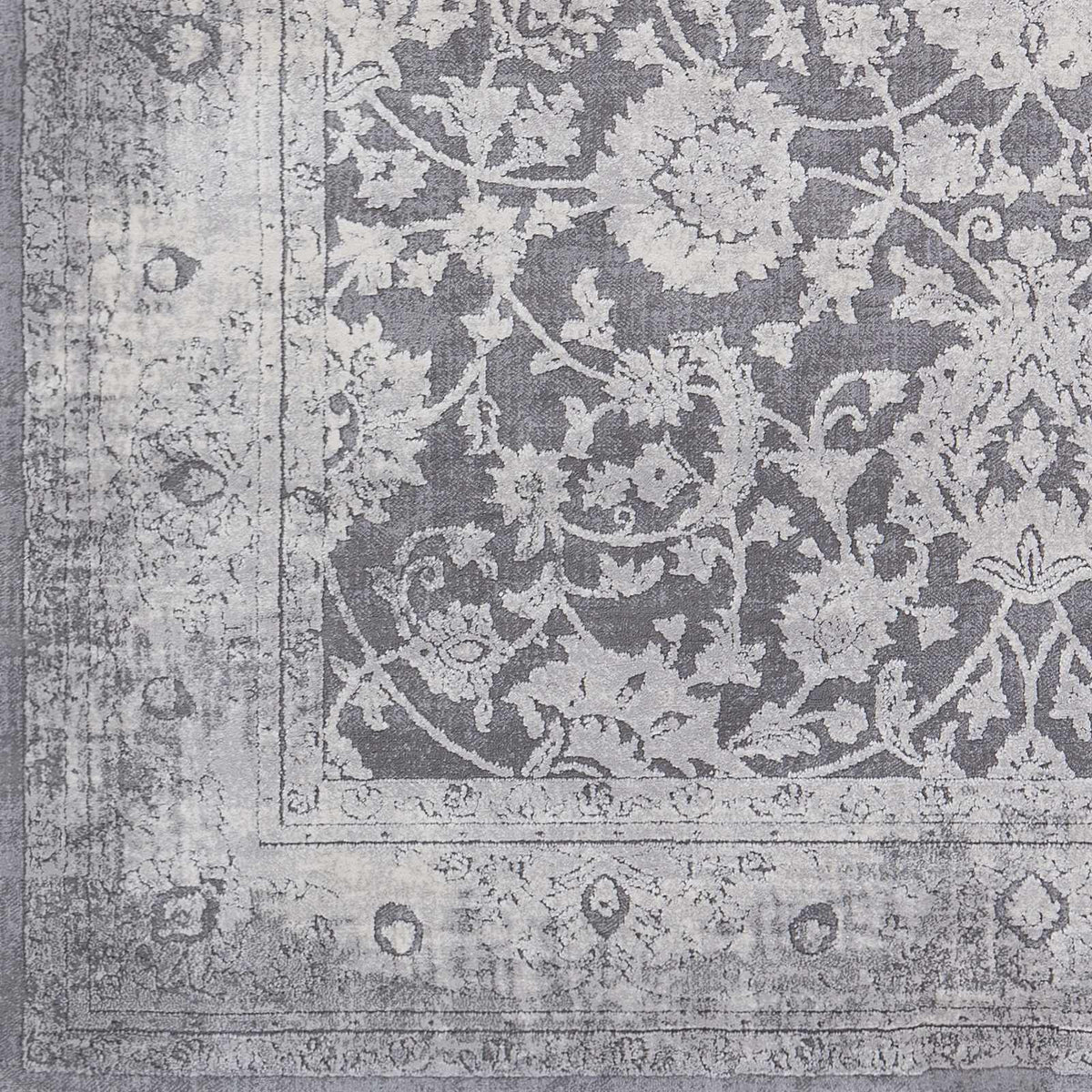 Benavides Gray Updated Traditional Tibetan Rug, sample swatch