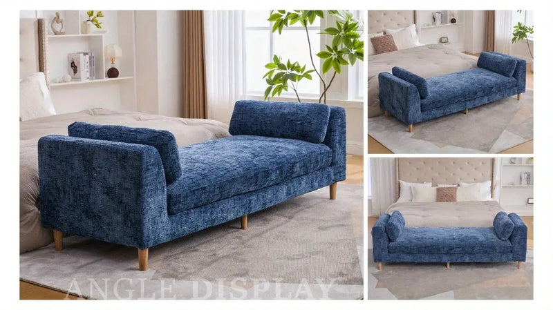 Bench - Chenille Blue 7ft by House Of Avana