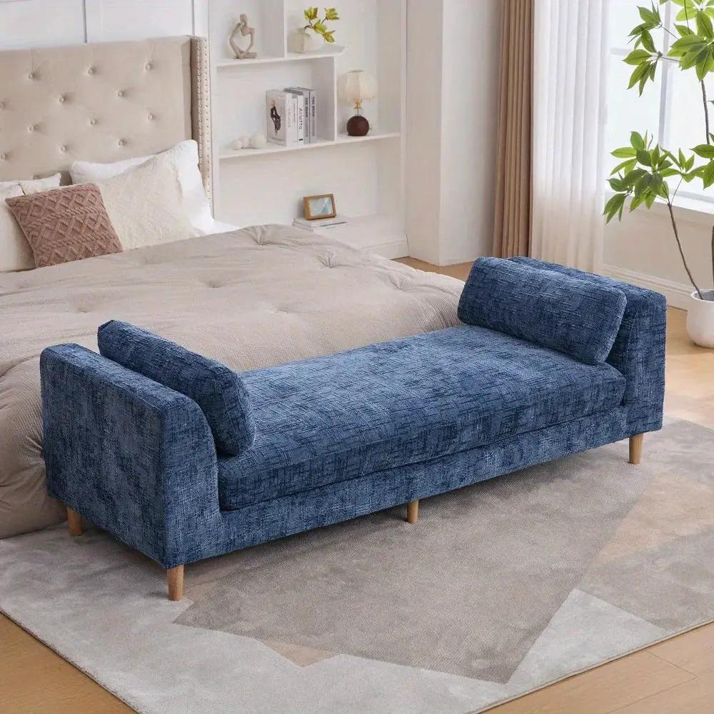 Bench - Chenille Blue 7ft by House Of Avana