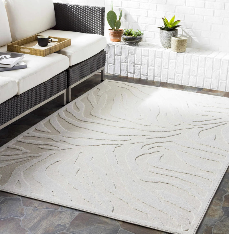 Benzonia 3D White Zebra Outdoor Rug by Boutique Rugs