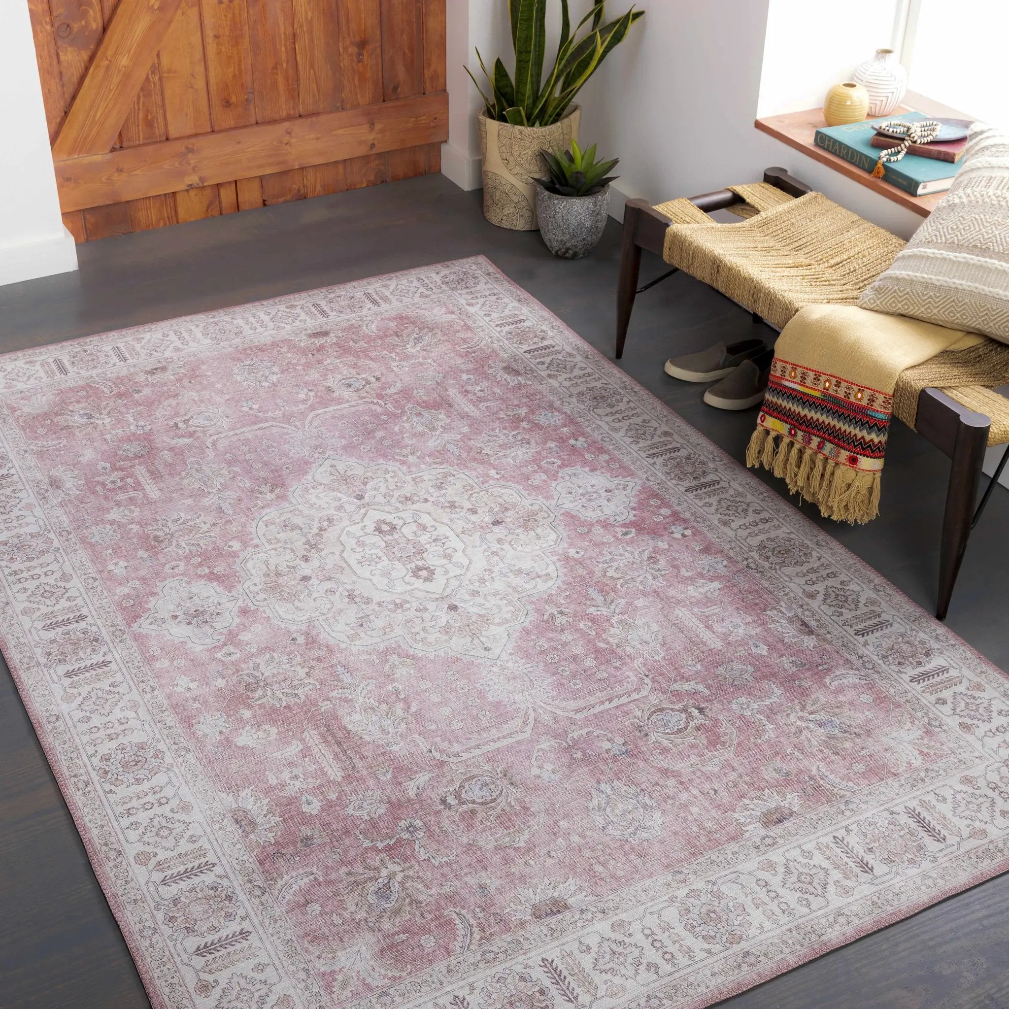Bergman Distressed Red Area Rug by Boutique Rugs