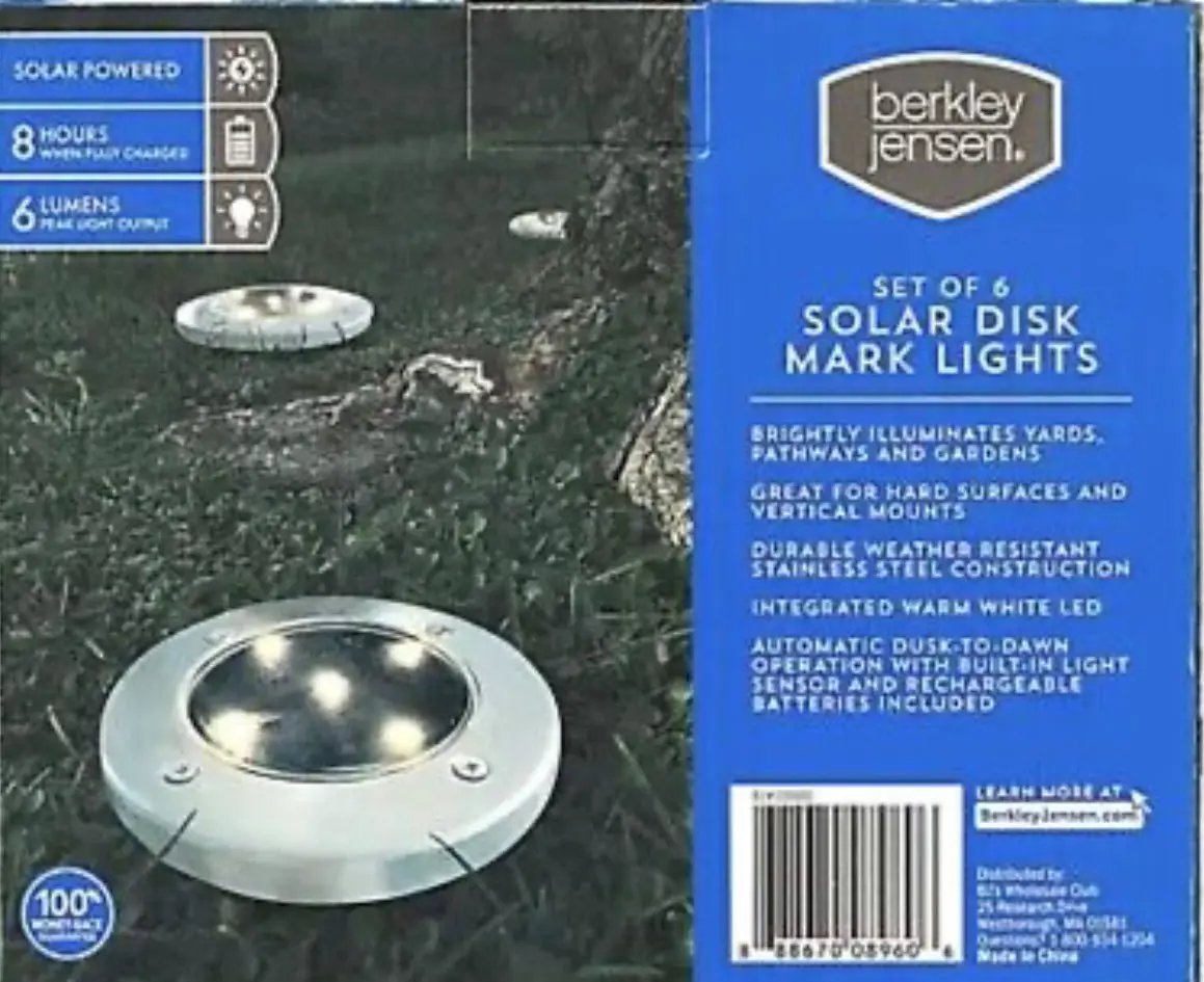 Berkley Jensen 6-Lumen Solar Disk Mark Lights, 6 pk. - Stainless Steel by Outdoor Solar Outlet