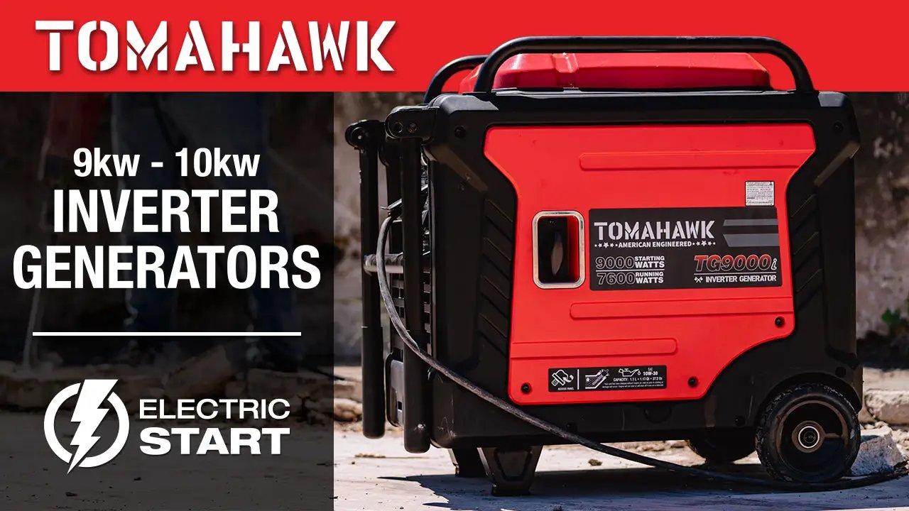 10,500 Watt Inverter Generator Electric Start Super Quiet Portable Gas Power Professional Use by Tomahawk Power