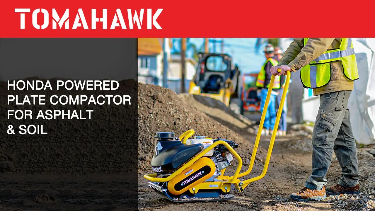 5.5 HP Honda Vibratory Plate Compactor for Asphalt Aggregate Soil Compaction by Tomahawk Power