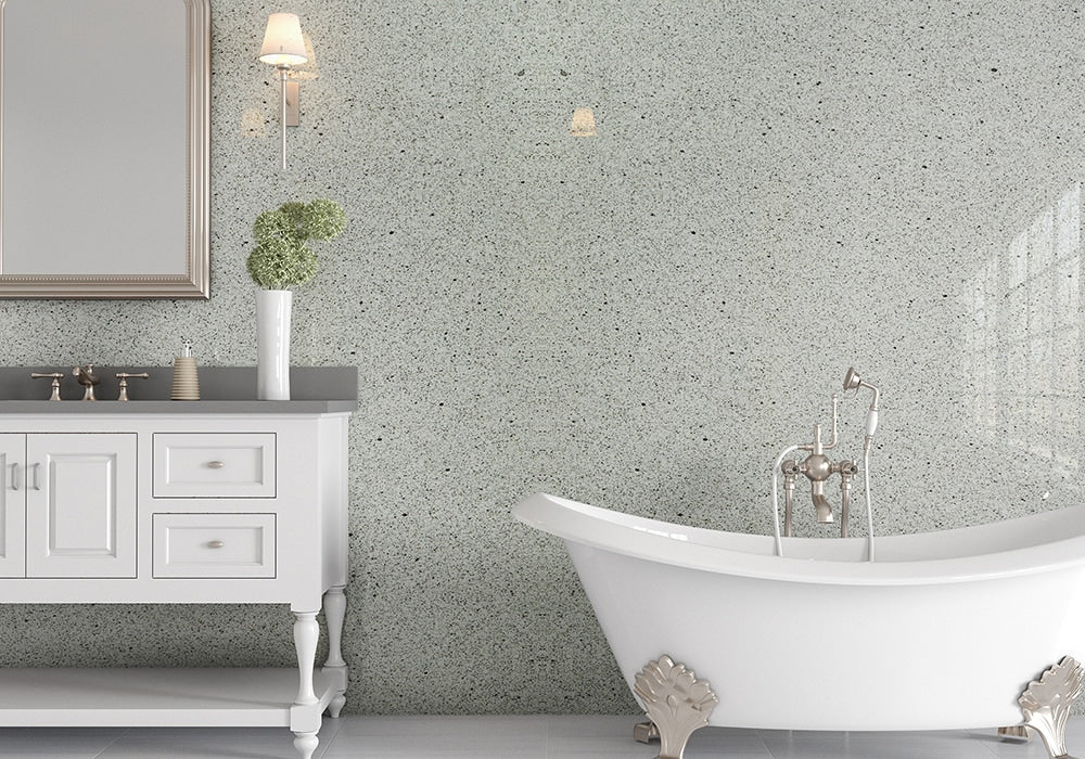 Bethel White Polished Granite Slab Random room scene