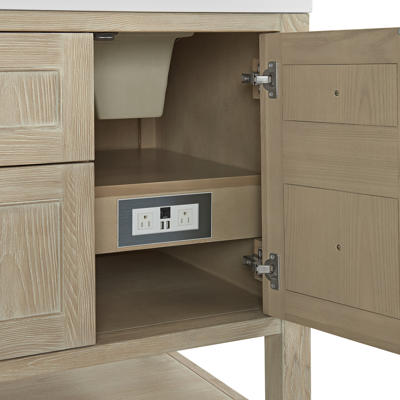 James Martin Breckenridge 60" Double Bathroom Vanity, Whitewashed Oak, view 24
