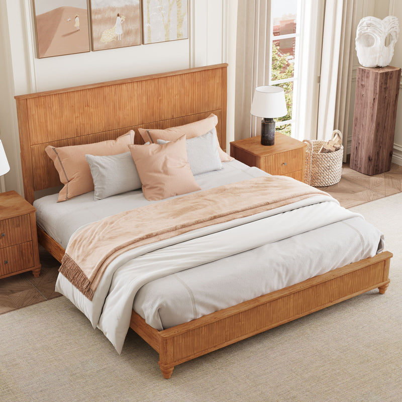 Platform Bed Frame With Tall Headboard by HouseOfZazla