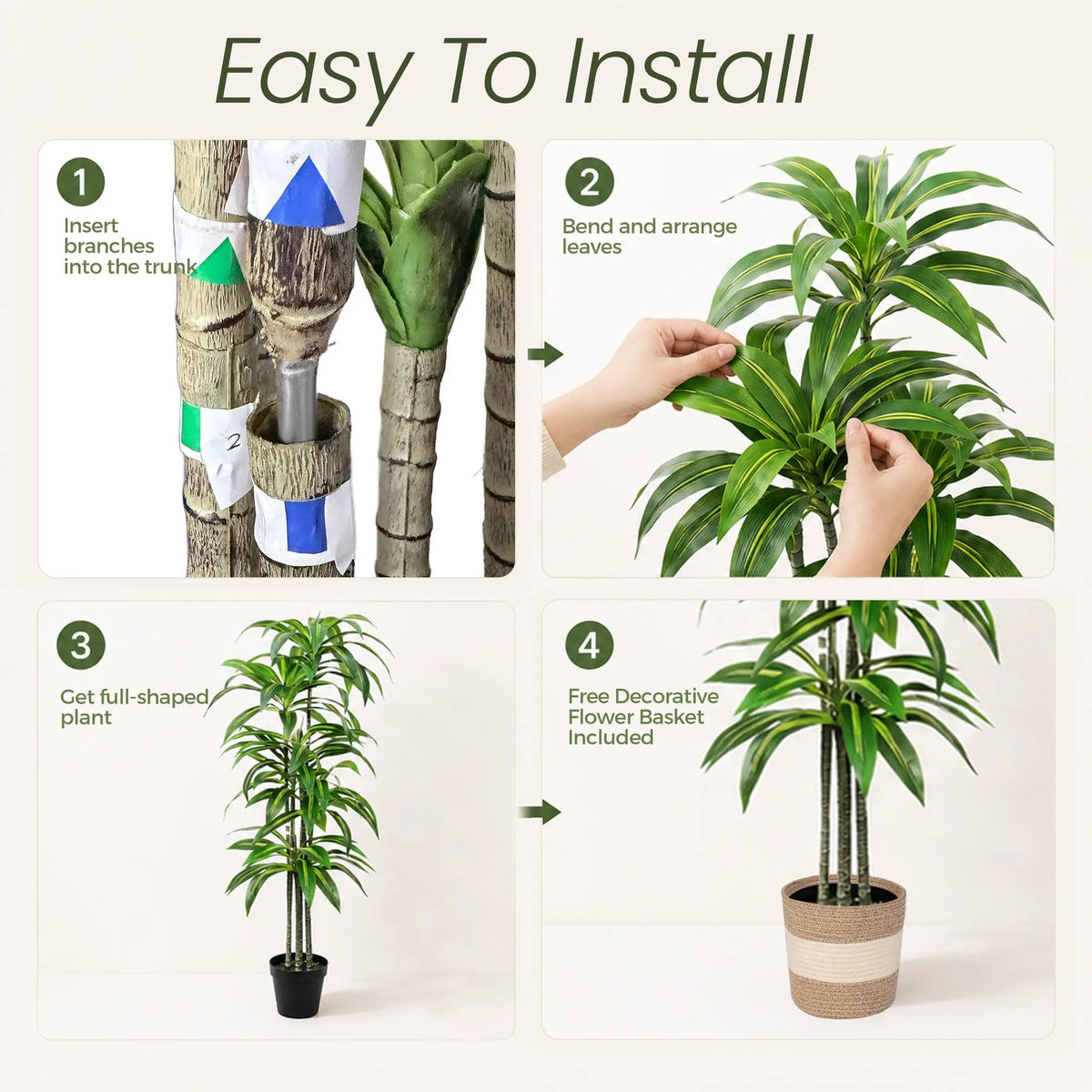 Dracaena Artificial Plant Indoor - 5.5FT by HouseOfZazla