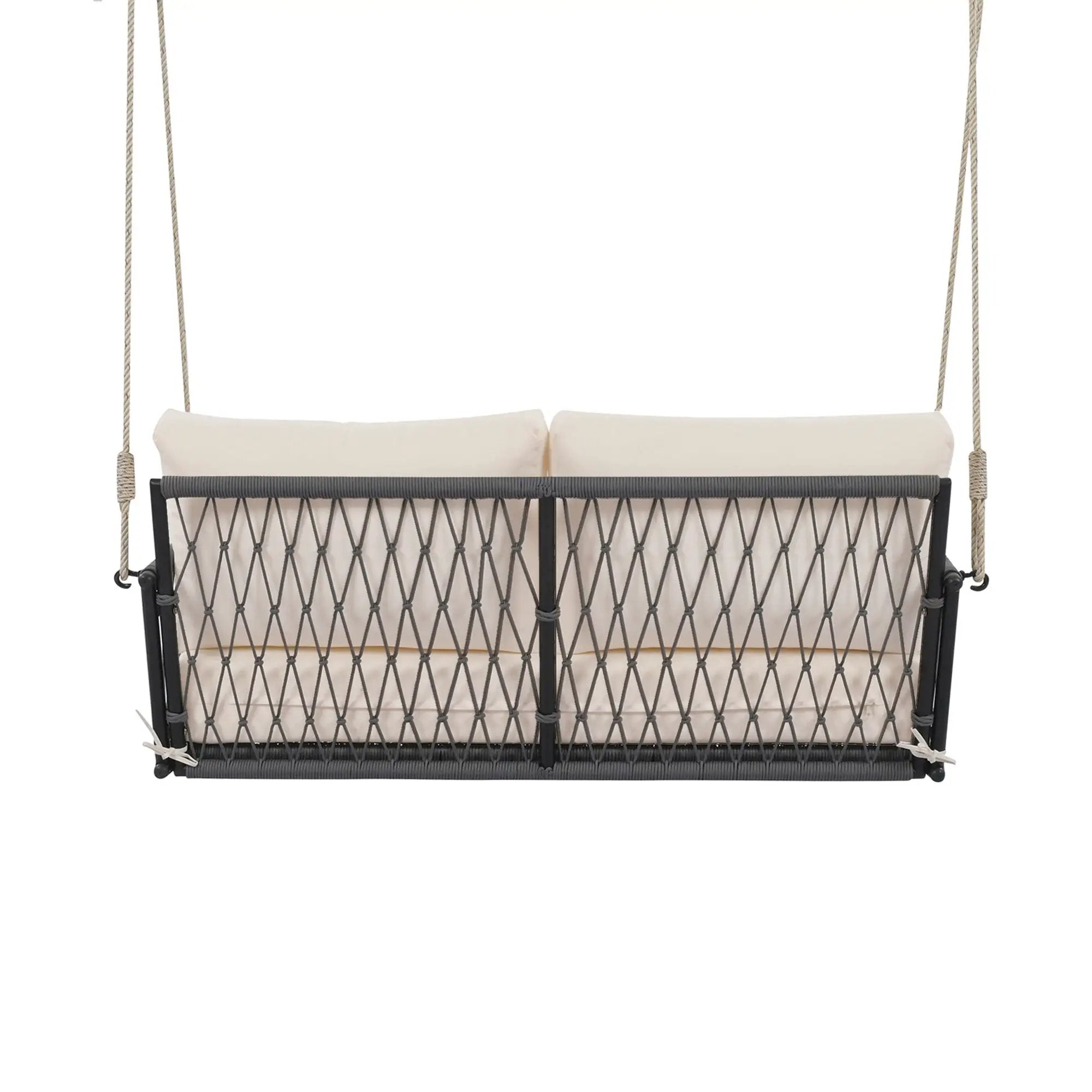 Outdoor Swing Sofa With Soft Cushions For Patio - Beige