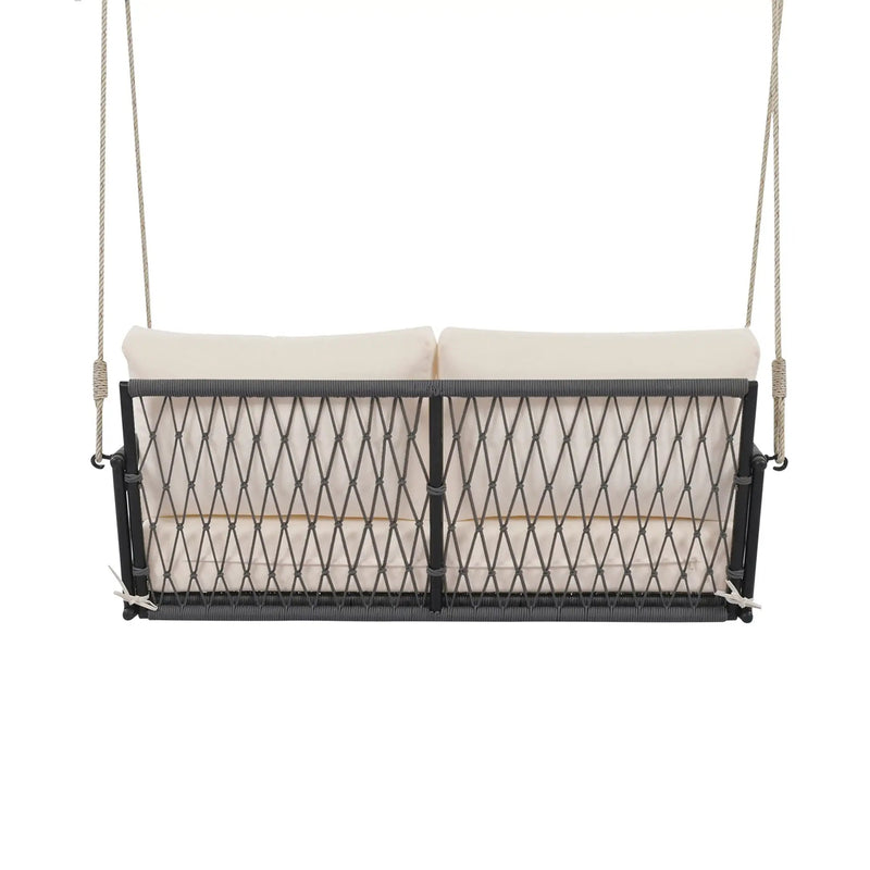 Outdoor Swing Sofa With Soft Cushions For Patio - Beige