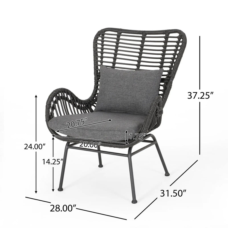 Modern Aesthetic Outdoor Rattan Accent Chair With Metal Legs by HouseOfZazla
