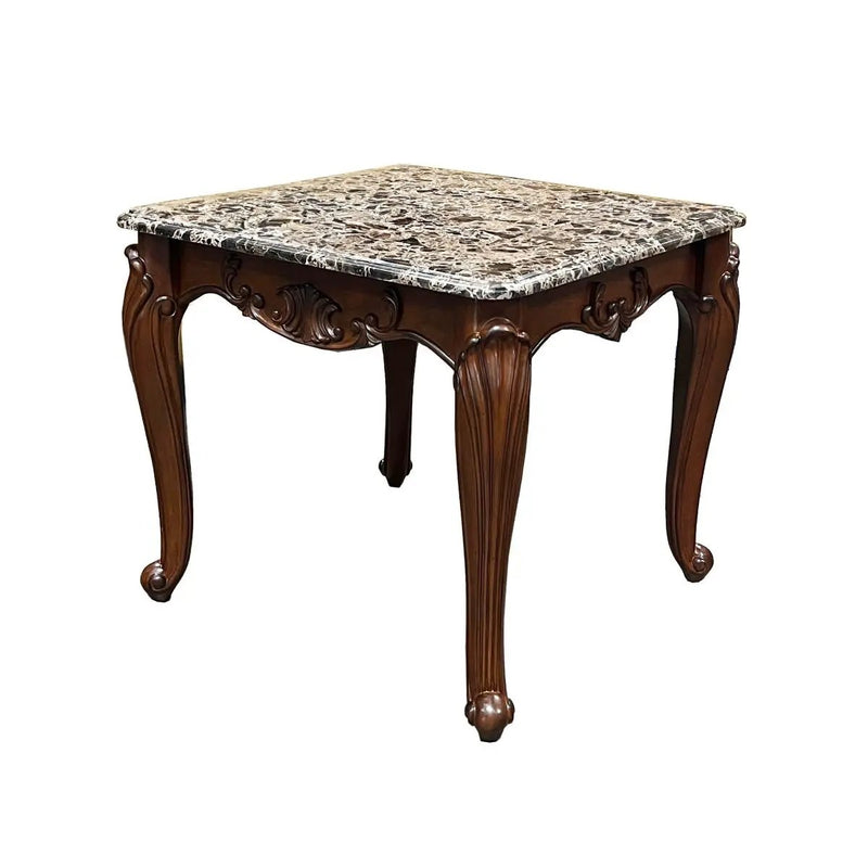 Nayla - End Table - Natural Marble Top & Cherry by Unique Piece Furniture