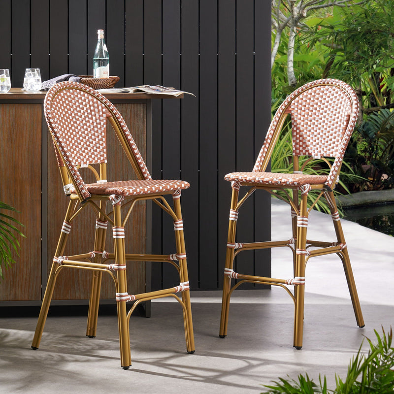 Outdoor PE Rattan French Barstool Set by HouseOfZazla