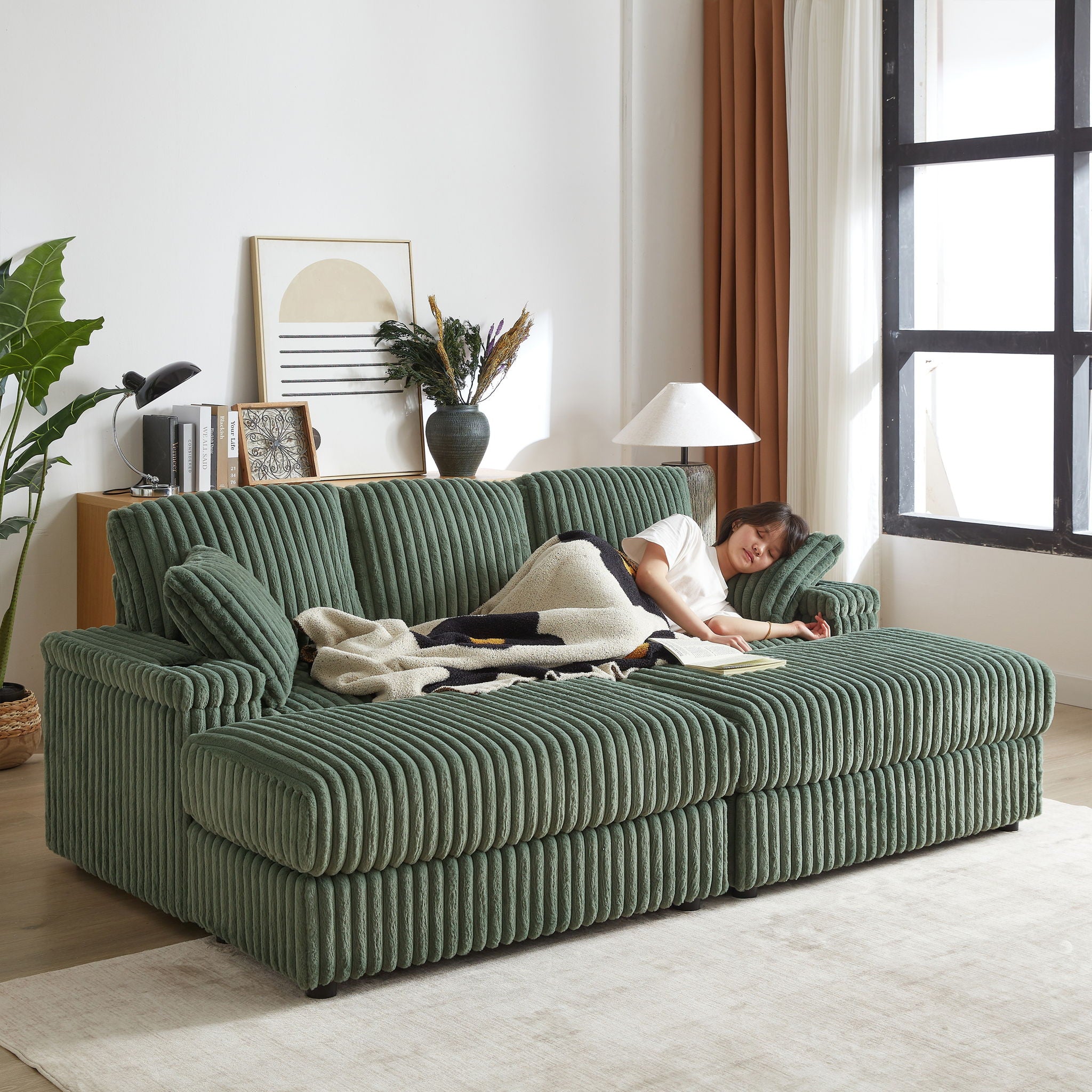 3 Seater Sofa With 2 Ottomans For Living Room by HouseOfZazla