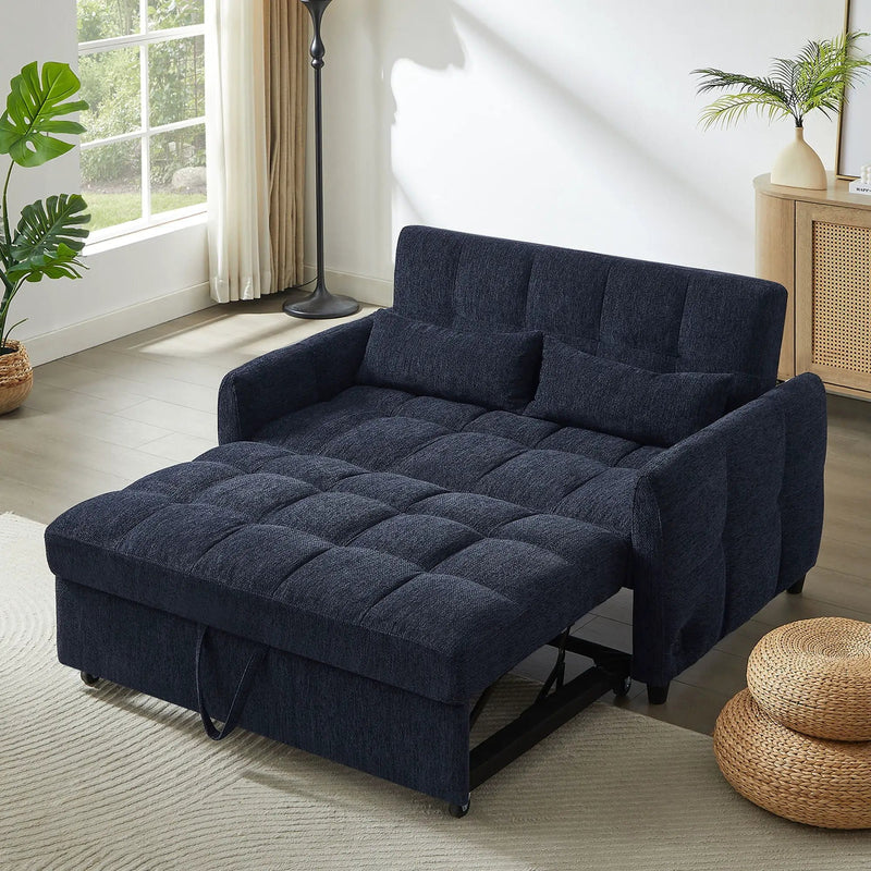 Loveseat Sofa Pull-Out Bed With Adjustable Backrest, 3 USB Ports And 2 Lumbar Pillows For Living Room by HouseOfZazla