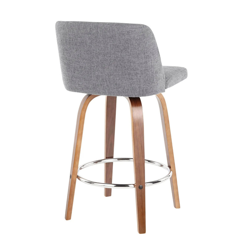 Toriano - Mid-Century Modern Fixed Height Counter Stool With Round Footrest (Set of 2) by HouseOfZazla