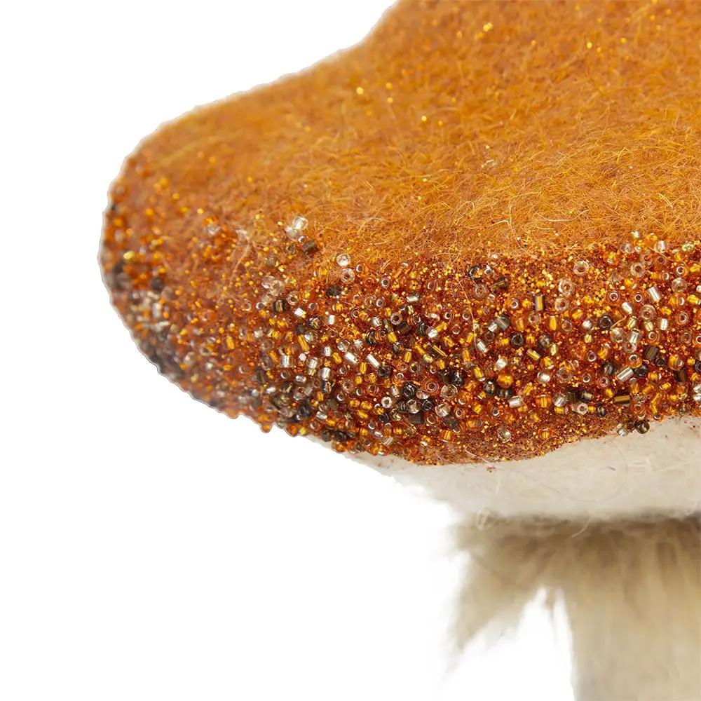 Mushroom Holiday Ornament, For Harvest Festival Fall Festival & Thanksgiving Table Decorations (Set of 2) - Beige / Orange by Unique Piece Furniture