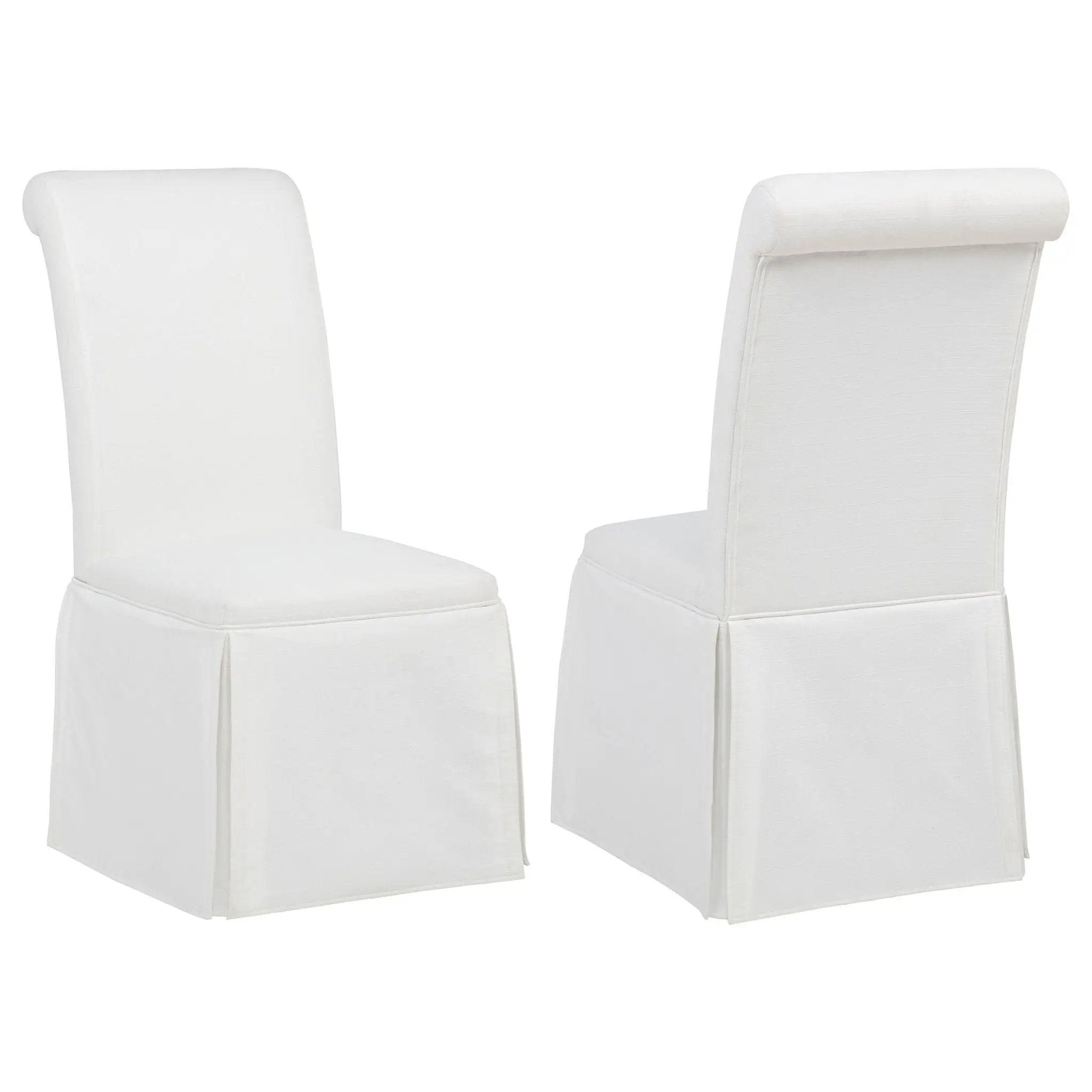 Shawna Upholstered Skirted Side Chair White (Set of 2) by Unique Piece Furniture