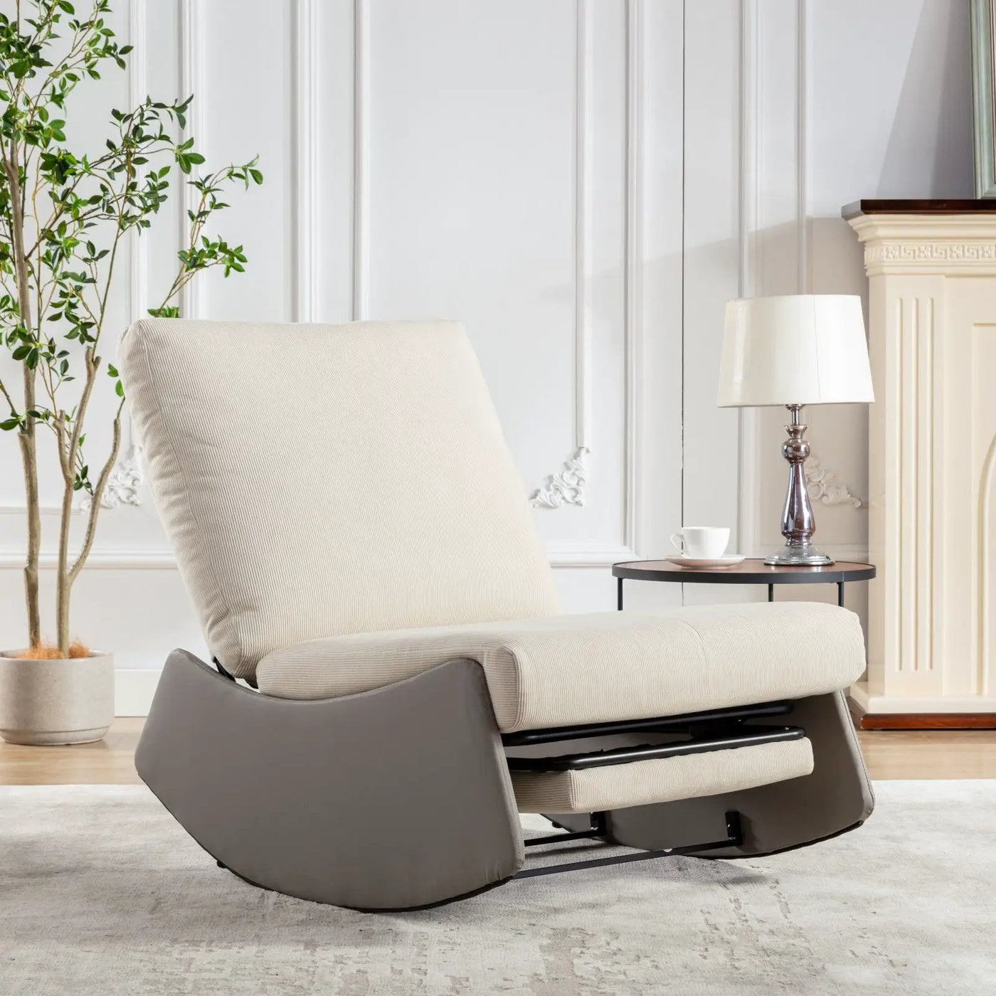 Modern Rocking Chair Recliner, Comfy Rocker Nursery Chair With Footrest, Accent Reading Chair, Upholstered Lounge Chair For Relaxing, Resting, Soft Padded Rocker For Indoor Living Room Bedroom by Unique Piece Furniture