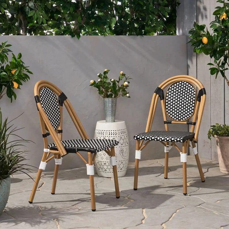 Outdoor Rattan and Aluminum French Bistro Chair Set by HouseOfZazla