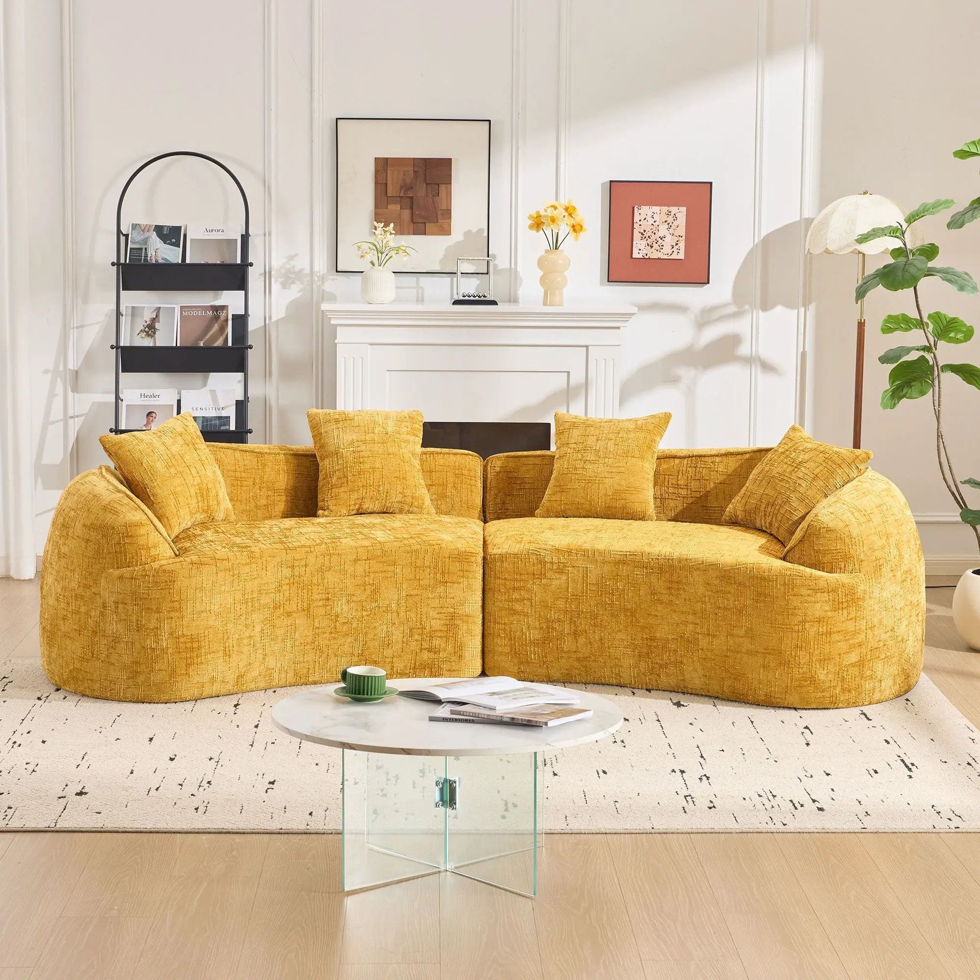 Curved Compressed Sofa, Nordic-Style Design For Living Room by Unique Piece Furniture