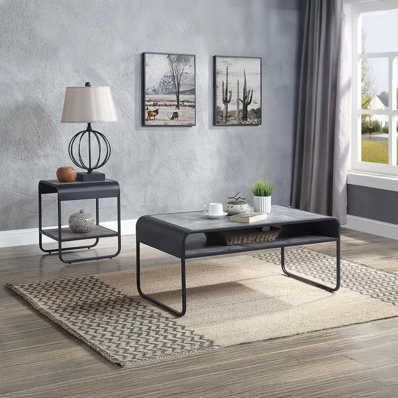 Raziela - Coffee Table - Concrete Gray & Black by Unique Piece Furniture