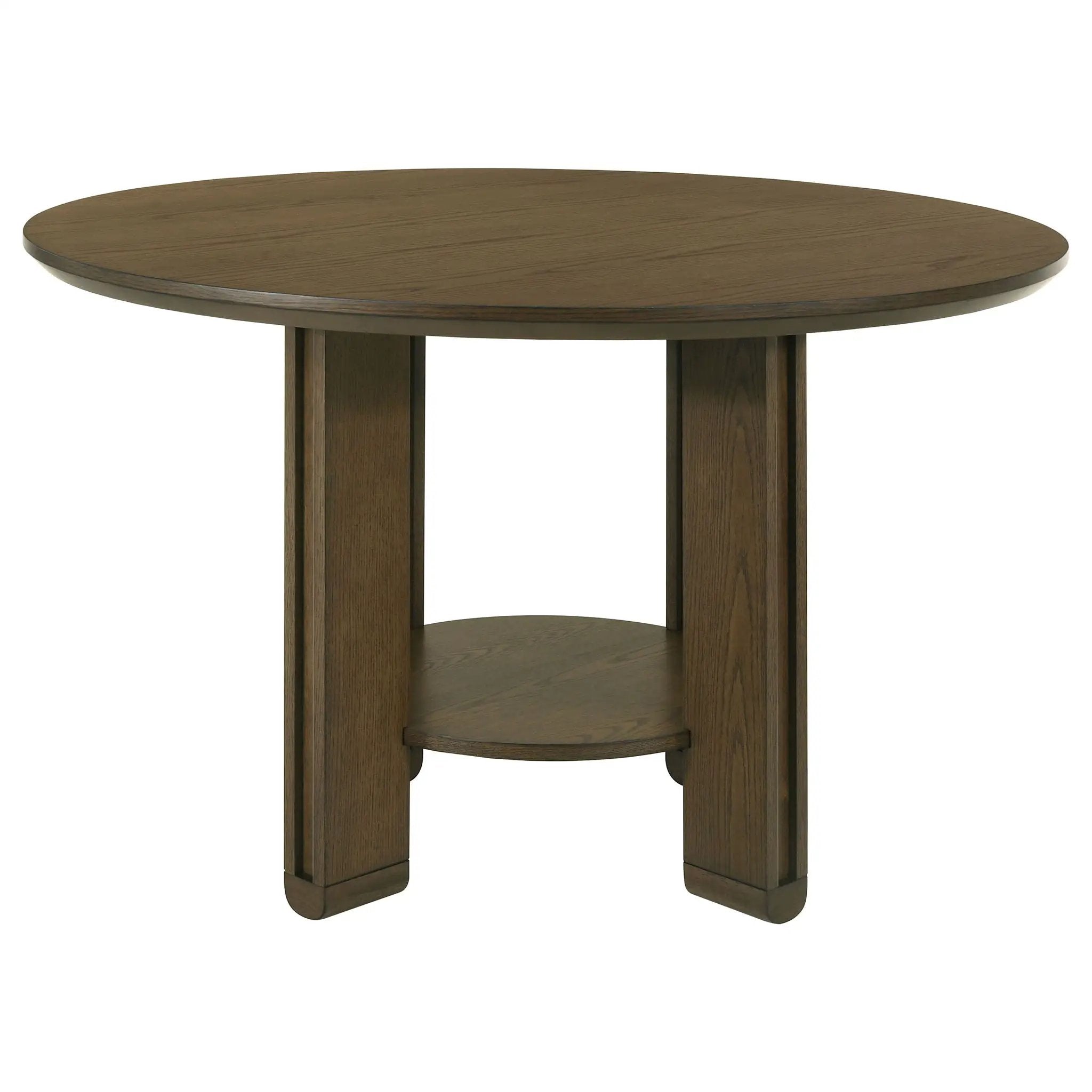 Crispin - Round Dining Table With Shelf - Brown