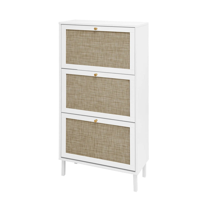Modern Rattan 3 Door Shoe Rack Cabinet For Entryway by Unique Piece Furniture