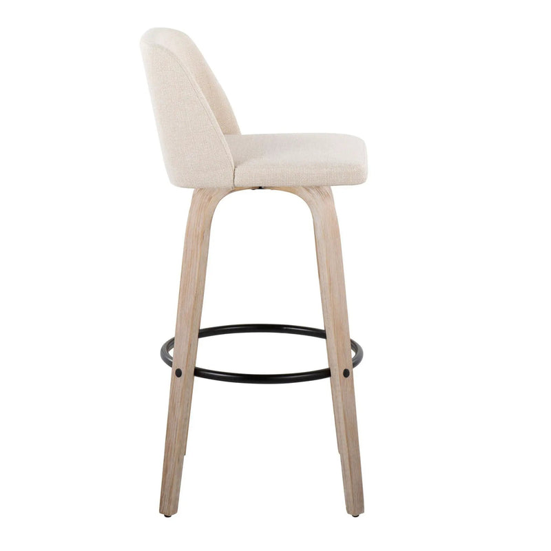 Toriano - Mid-Century Modern Fixed Height BarStool With Round Footrest (Set of 2) by HouseOfZazla
